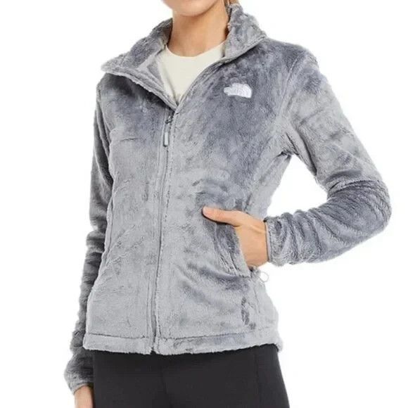 The North Face Osito 2 Full Zip Jacket Womens Medium Gray Fleece Deep Pile - Picture 1 of 10
